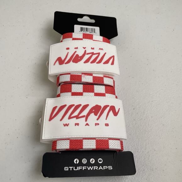 Tuff Villian Wrist Wraps 16" Pink White Checker New Lifting Weight Training - Picture 3 of 5